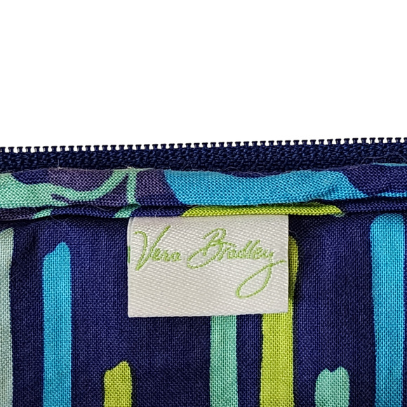 Vera‎ Bradley Cosmetic Case Blue White Green Floral 9"x7" Travel Vacation Clutch - Picture 9 of 9